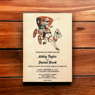  Retro Old Rustic Couple Stylish Wedding Kaart