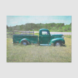  Retro Old Rustic Green Boerderij Pick Up Truck Tissuepapier