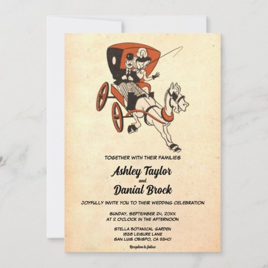  Retro Old Rustic Modern Stylish Wedding Kaart (Voorkant)