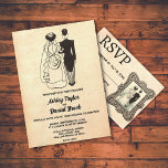 Retro Old Rustic Romantic Couple Wedding Kaart<br><div class="desc">Deze  retro-komische bruiloft is geschikt voor een moderne bruiloft. Het oude minimalistische ontwerp is voorzien van de  Retro Old Rustic Romantic Couple Wedding Invitation</div>