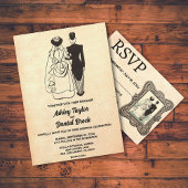  Retro Old Rustic Romantic Couple Wedding Kaart