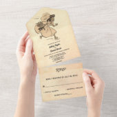  Retro Old Rustic Stylish Ancient Wedding All In One Uitnodiging (Afscheurbaar)