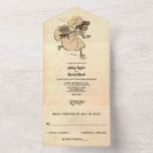 Retro Old Rustic Stylish Ancient Wedding All In One Uitnodiging (Binnen)