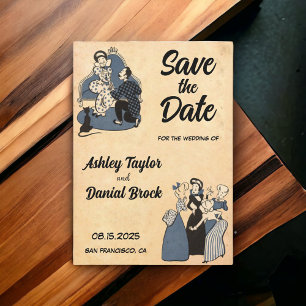  Retro Old Rustic Wedding Save the Date Kaart