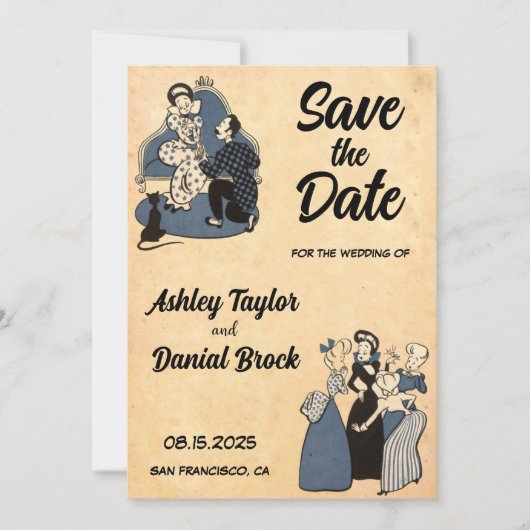 Retro Old Rustic Wedding Save the Date Kaart (Voorkant)