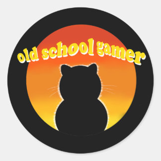 Retro Old School Gamer Kat - Vintage 80s stijl Ronde Sticker
