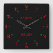 Retro Old School LED Vierkante Klok (Voorkant)