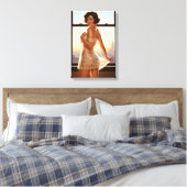 Retro Old School Pin-Up Girl Canvas Afdruk (Insitu (Slaapkamer))