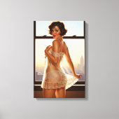 Retro Old School Pin-Up Girl Canvas Afdruk (Voorkant)