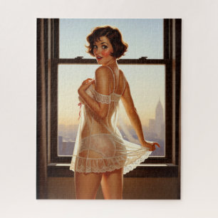 Retro Old School Pin-Up Girl Legpuzzel