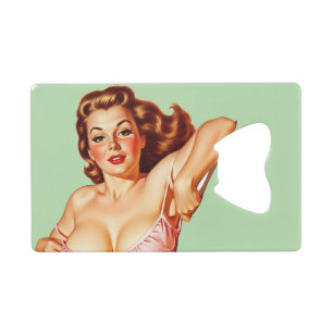 Retro Old School Pin-up meisje Art Creditkaart Flessenopener