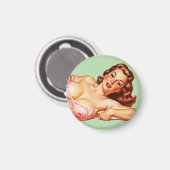 Retro Old School Pin-up meisje Art Magneet (Voorkant / Achterkant)