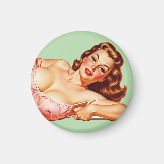 Retro Old School Pin-up meisje Art Magneet (Voorkant)