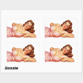 Retro Old School Pin-up meisje Art Rechthoekige Sticker (Vel)