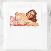 Retro Old School Pin-up meisje Art Rechthoekige Sticker (Tas)