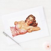 Retro Old School Pin-up meisje Art Rechthoekige Sticker (Envelop)