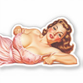 Retro Old School Pin-up meisje Art Sticker (Voorkant)