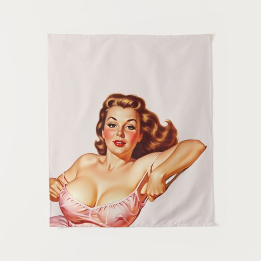 Retro Old School Pin-up meisje Art Wandkleed (Voorkant)