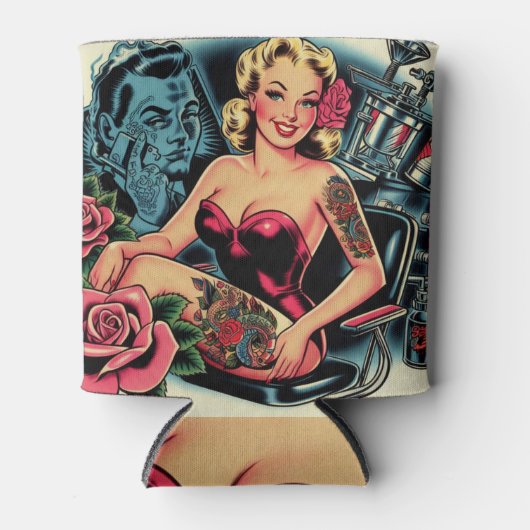 Retro Old School Tattoo Pin Up Blikjeskoeler (Voorkant)