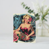 Retro Old School Tattoo Pin Up Briefkaart (Staand voorkant)