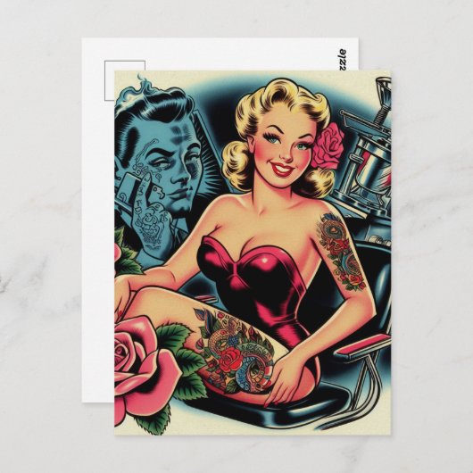 Retro Old School Tattoo Pin Up Briefkaart (Voorkant / Achterkant)