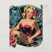 Retro Old School Tattoo Pin Up Briefkaart (Voorkant)