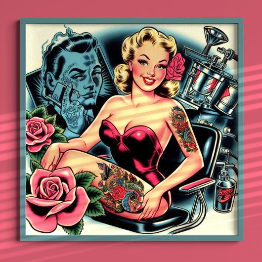 Retro Old School Tattoo Pin Up Poster