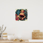 Retro Old School Tattoo Pin Up Poster (Keuken)