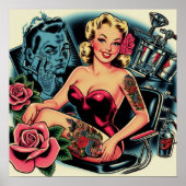 Retro Old School Tattoo Pin Up Poster (Voorkant)