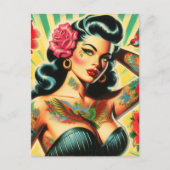 Retro Old School Tattoo Pinup Briefkaart (Voorkant)