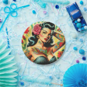 Retro Old School Tattoo Pinup Papieren Bordje (Feest)