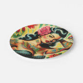 Retro Old School Tattoo Pinup Papieren Bordje (Gekanteld)