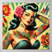 Retro Old School Tattoo Pinup Poster (Voorkant)