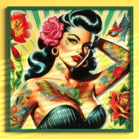 Retro Old School Tattoo Pinup