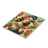 Retro Old School Tattoo Pinup Tegeltje (Zijkant)