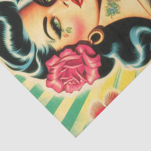 Retro Old School Tattoo Pinup Tissuepapier (Detail)