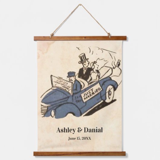  Retro Old Style 50s Comic Rustic Wedding Hangend Wandkleed (Voorkant)