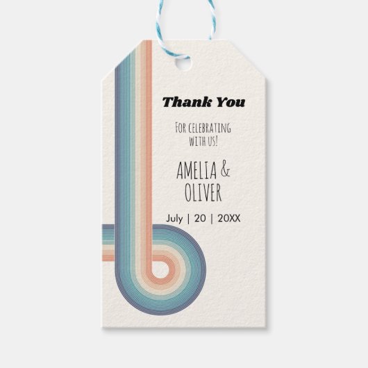 Retro Old Style 70s Wedding Invitation Cadeaulabel (Voorkant)