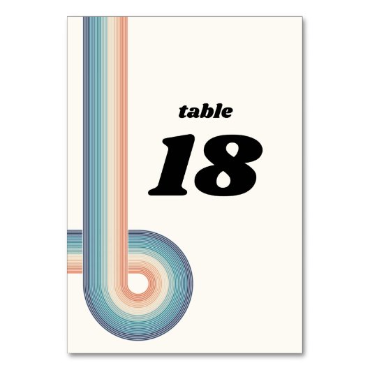 Retro Old Style 70s Wedding Table Number Kaart (Voorkant)