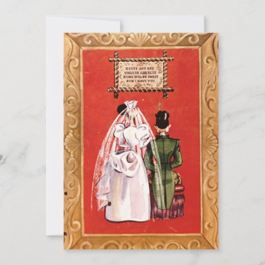 Retro Old Style Couple 50s Rustic Wedding Kaart (Achterkant)