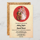 Retro Old Style Couple 50s Rustic Wedding Kaart (Voorkant / Achterkant)