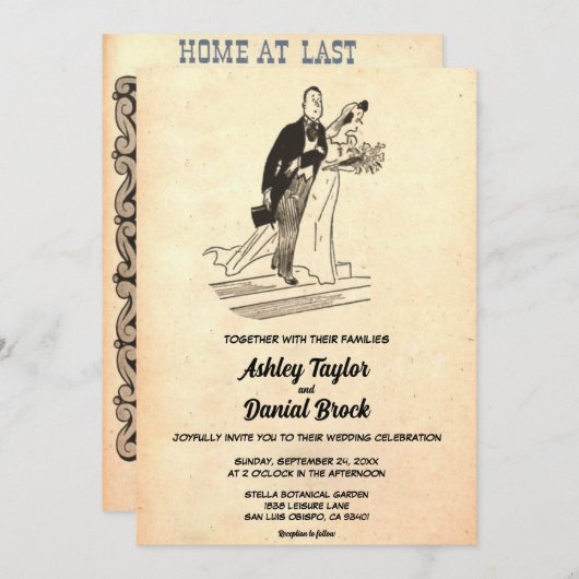  Retro Old Style Couple Comic Book Wedding Kaart (Voorkant / Achterkant)