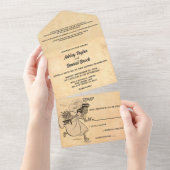  Retro Old Style Funny Bride Rustic Wedding All In One Uitnodiging (Afscheurbaar)