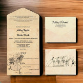  Retro Old Style Funny Bride Rustic Wedding All In One Uitnodiging