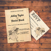 Retro Old Style Funny Bride Rustic Wedding Kaart