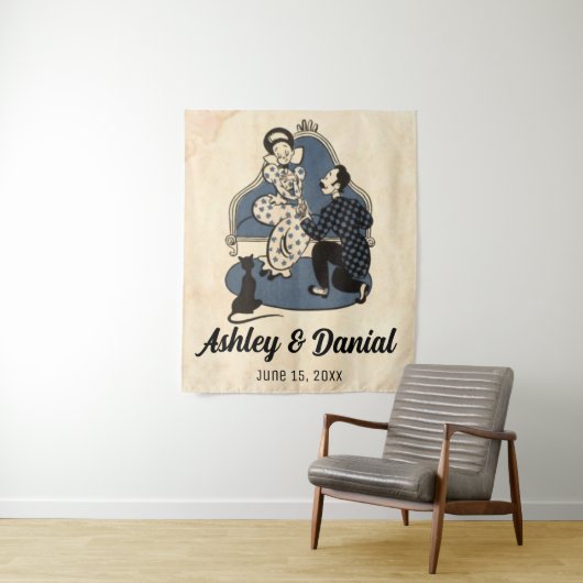 Retro Old Style-voorstel Rustic Wedding Wandkleed (In situ)