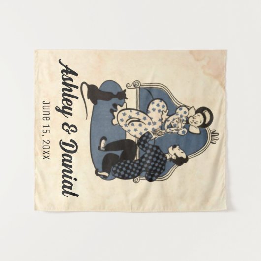  Retro Old Style-voorstel Rustic Wedding Wandkleed (Voorkant (horizontaal))