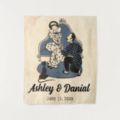 Retro Old Style-voorstel Rustic Wedding Wandkleed (Voorkant)