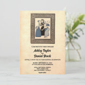 Retro Old Stylish Modern Rustic Wedding Kaart (Staand voorkant)