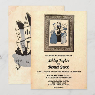 Retro Old Stylish Modern Rustic Wedding Kaart